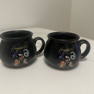 Warner Bros Harry Potter Stoneware Cauldron Shaped Black Mugs - pair